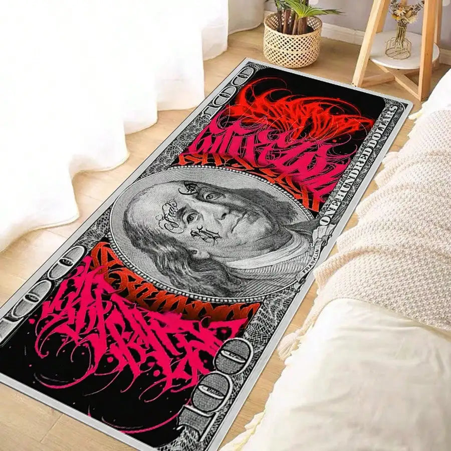 Modern Creative Portrait Dollar Bill Nylon Area Rug Indoor