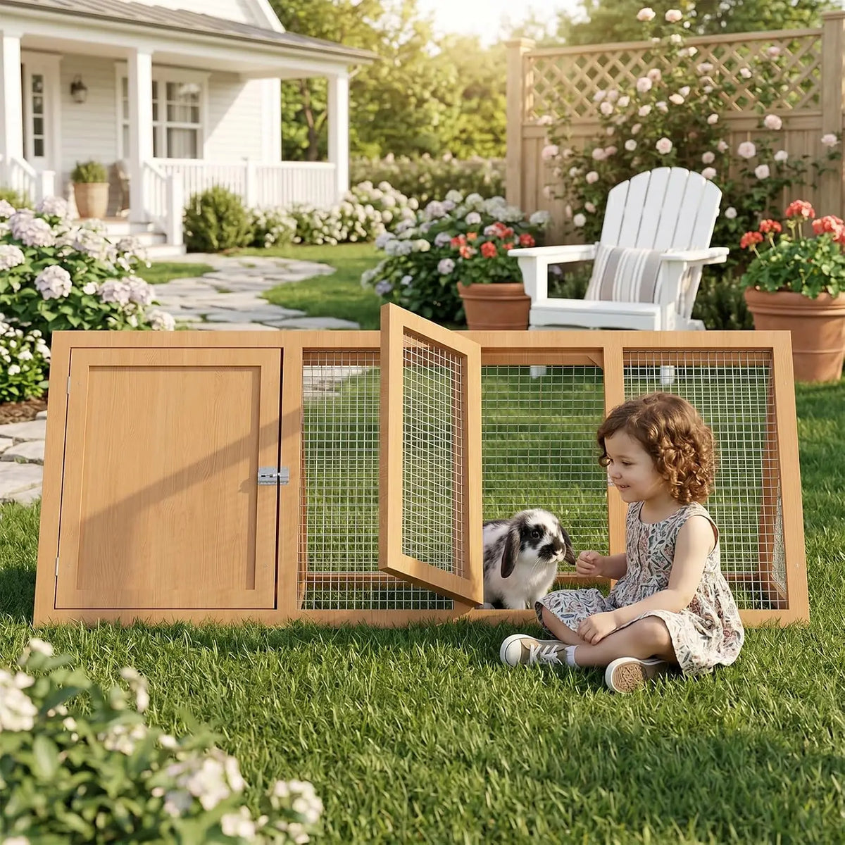 A Frame Wooden Rabbit Hutch Quail Coop Ventilated Mesh