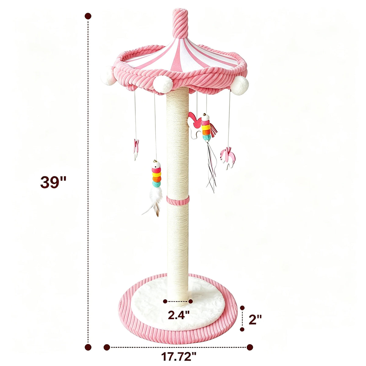 CWV Carousel Cat Scratching Post Featuring Rotating Interactive Toys