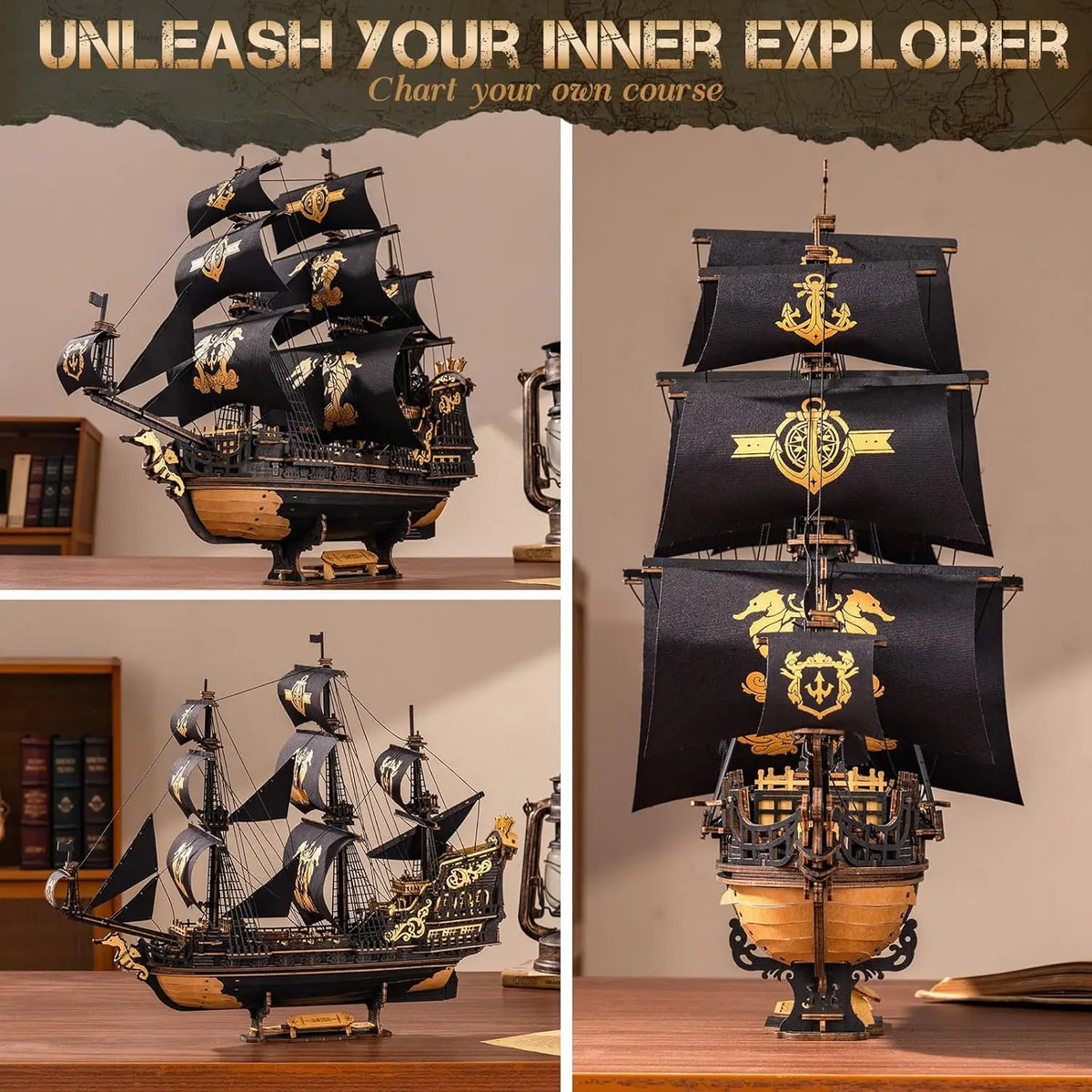 Robotime Rokr Seahouse Barque 3D Wooden Puzzle Model Kit