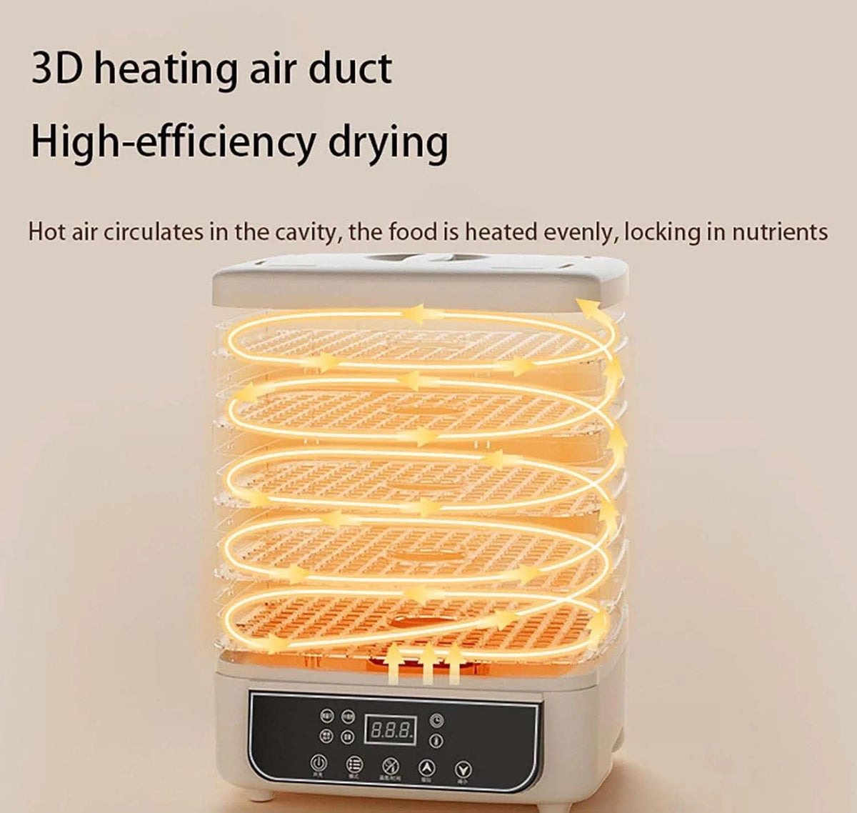 Household Fruit And Vegetable Food Dehydrator With Adjustable Temperature