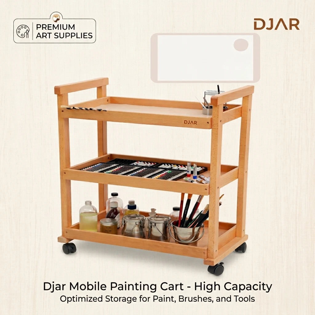 DJAR Rolling Art Supplies Cart With Silicone Pad For Artists