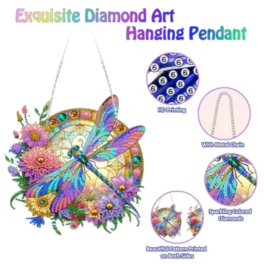 Diamond Painting Flower Pendant Kit With Double Sided Window Ornament