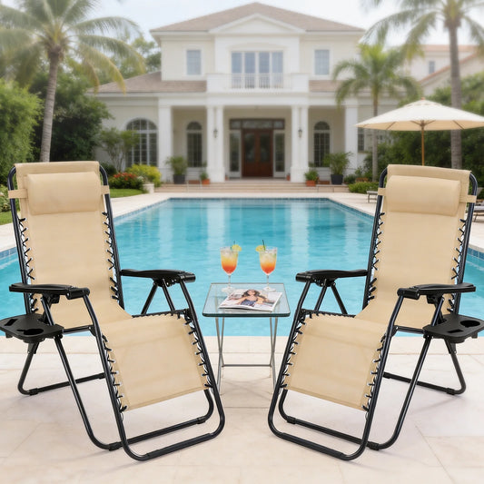 JHK Zero Gravity Recliners With Cup Holder Trays And Pillow