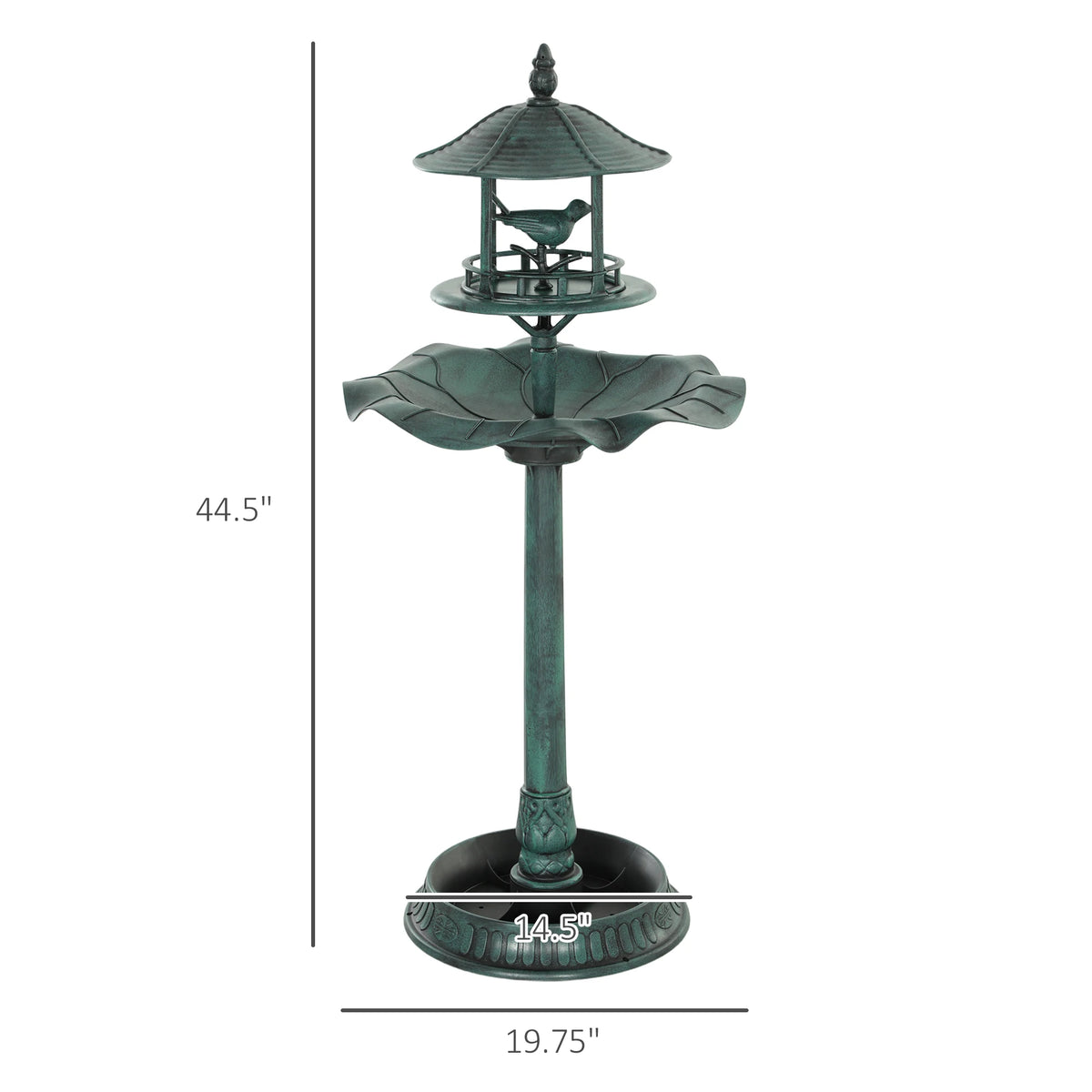 Outsunny Resin Outdoor Pedestal Bird Bath With Integrated Feeder Planter