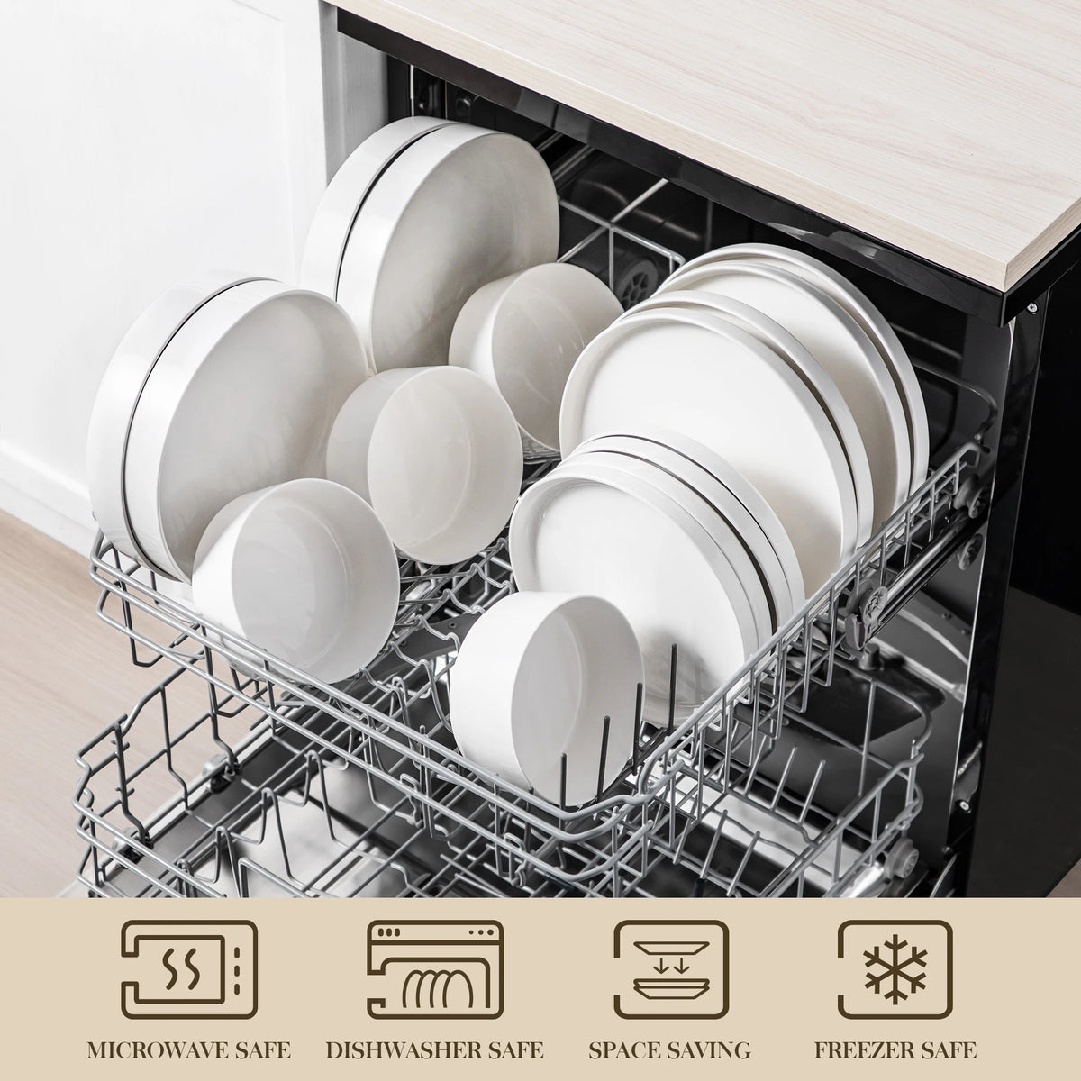 Malacasa Modern Ceramic Dinner Plates And Bowls Set