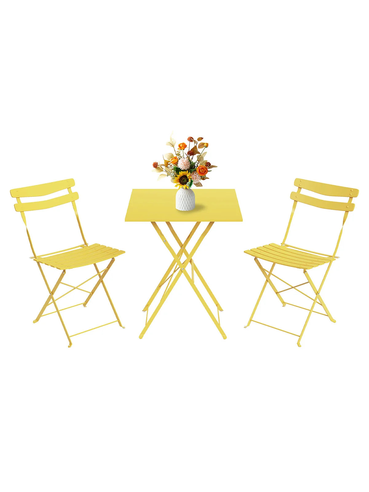 HiMISS Collapsible Outdoor Bistro Set With Powder Coated Steel Frame