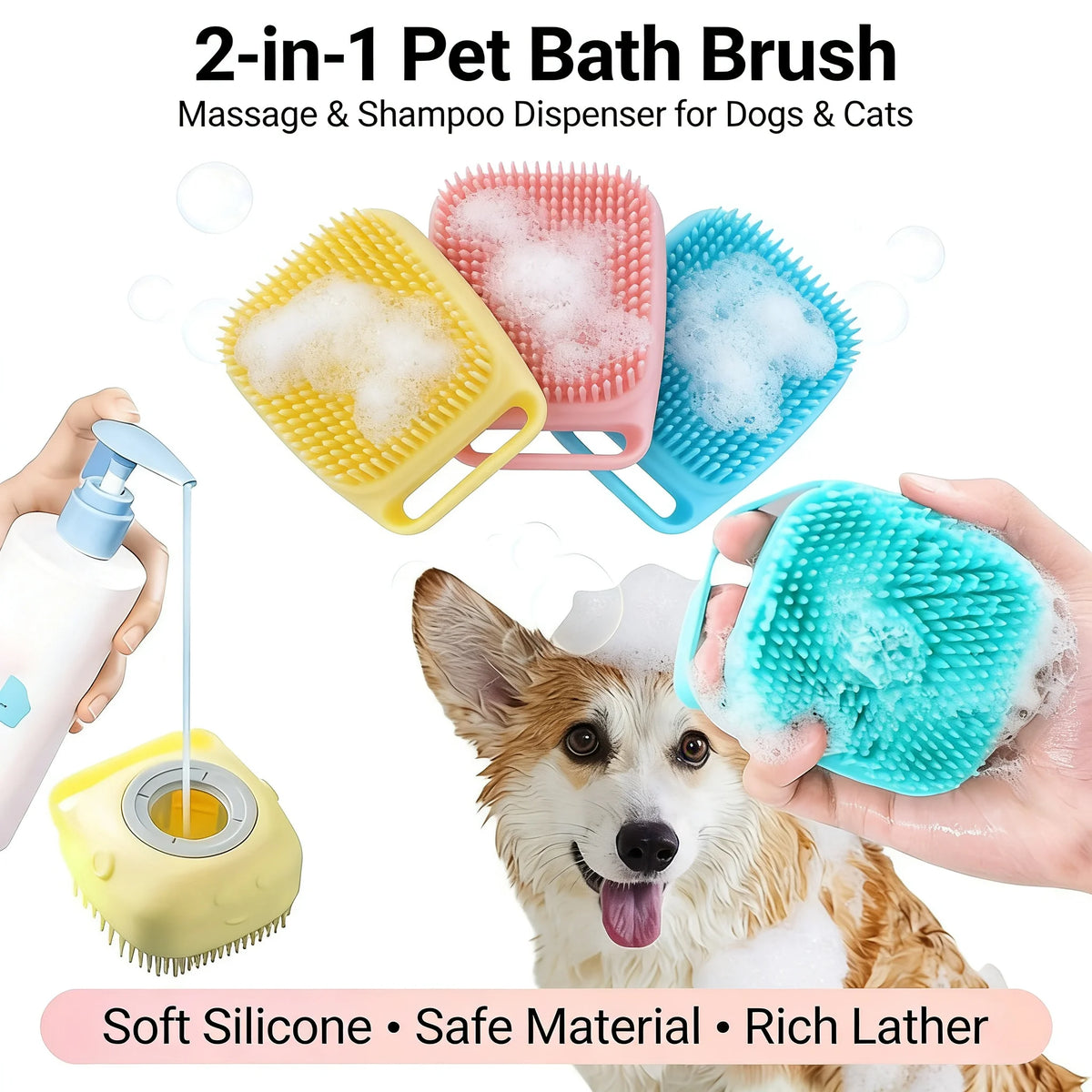 Silicone Pet Bath Gloves For Dogs And Cats Grooming Brush