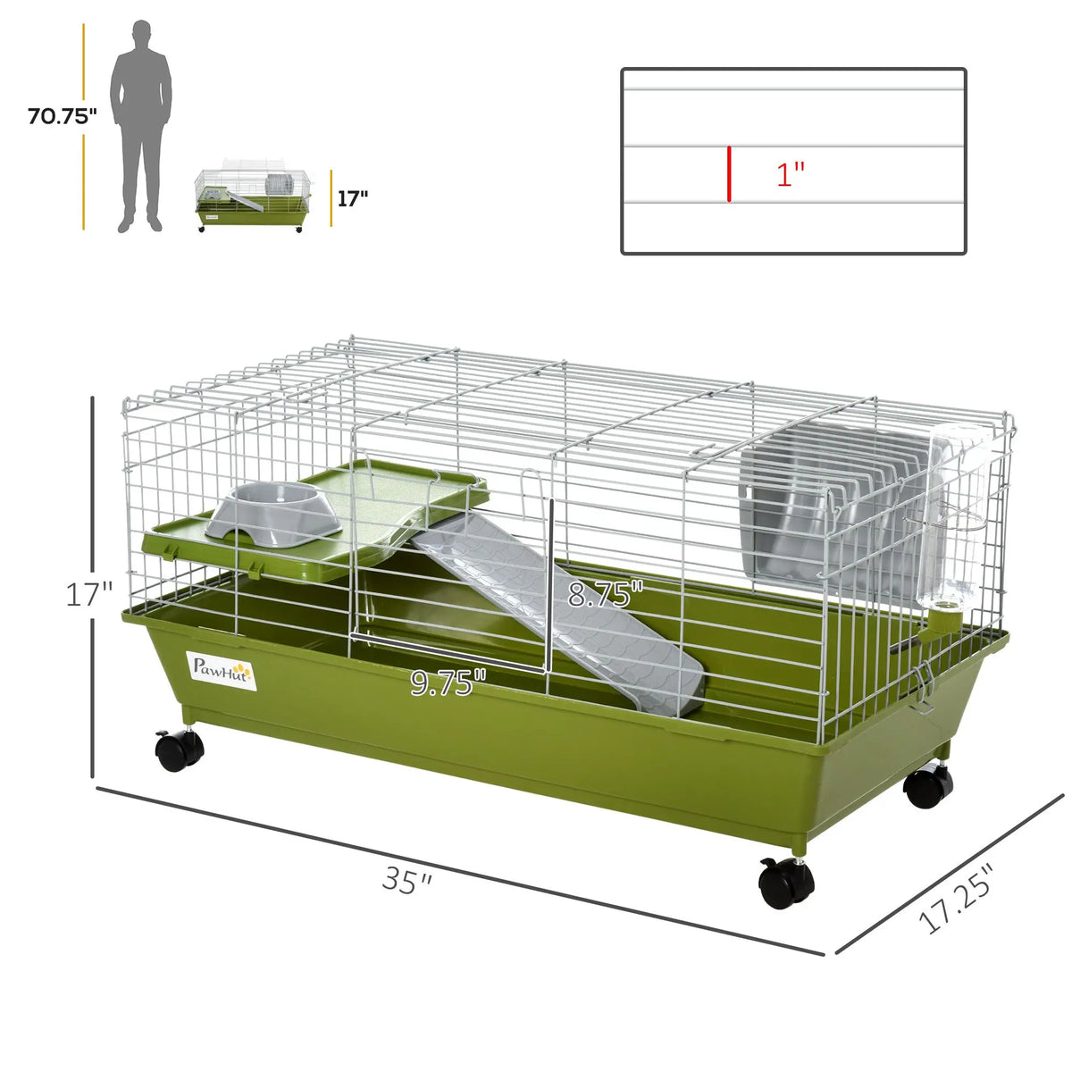 Rolling Small Animal Cage With Ramp And Platform For Pets