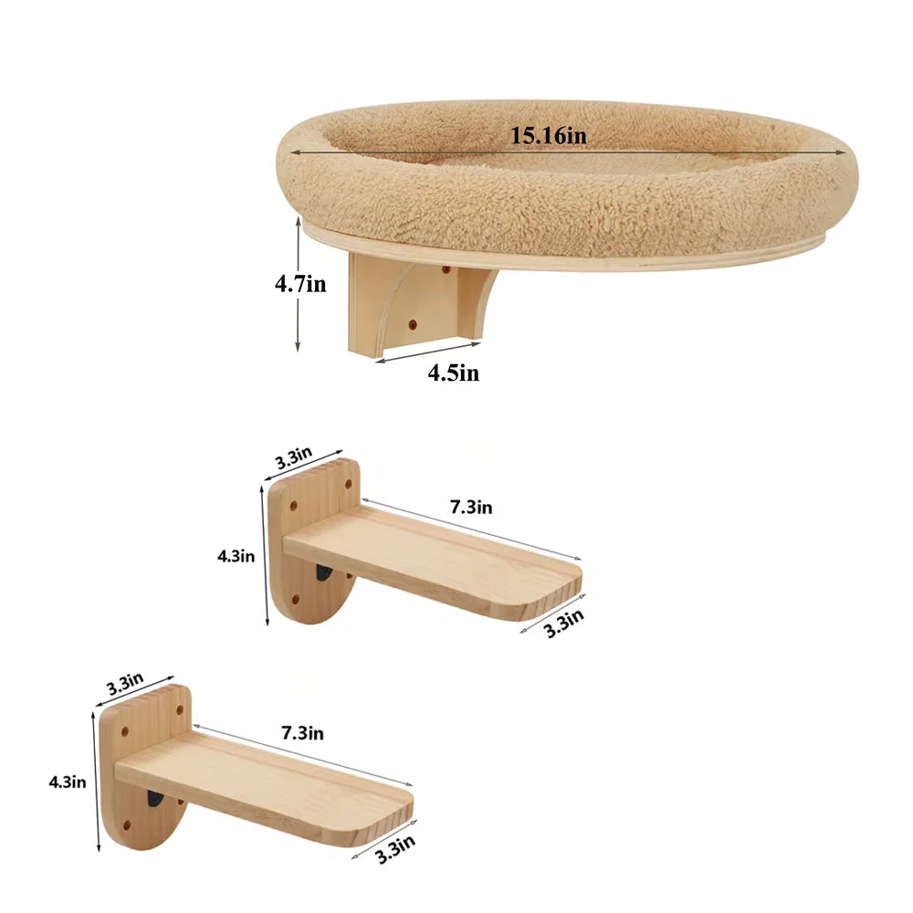 CWV Wall Mounted Cat Ladder With Scratching Post And Hammock