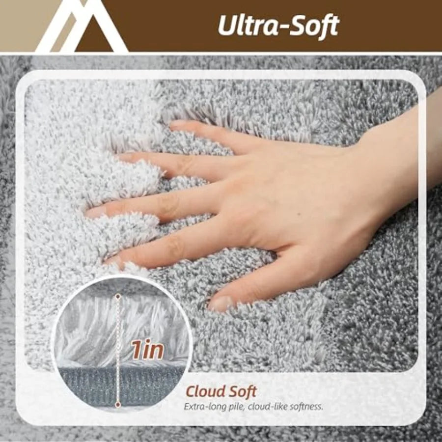 Ultra Soft Absorbent Non Slip Bath Mat Machine Washable Shaggy Rug