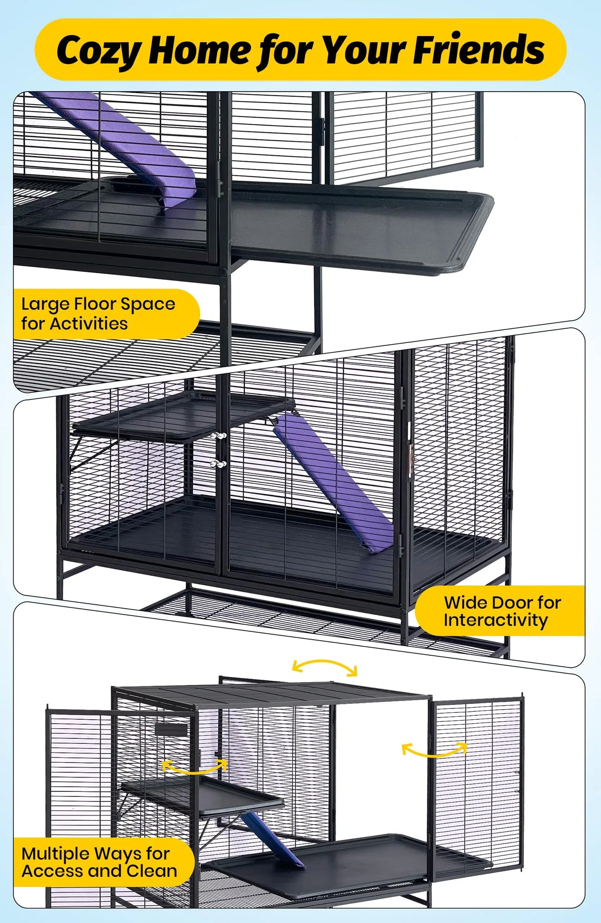 HiMISS Multi Level Small Animal Cage With Removable Ramp