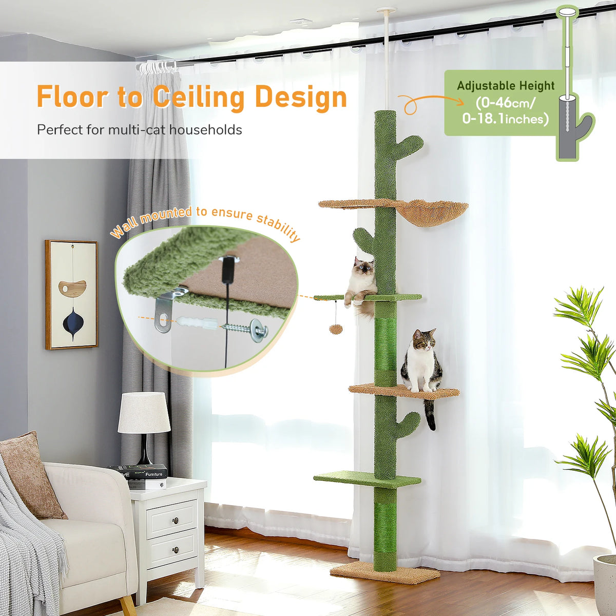 PAWZ Road 5 Tier Indoor Cat Climbing Tower With Hammock