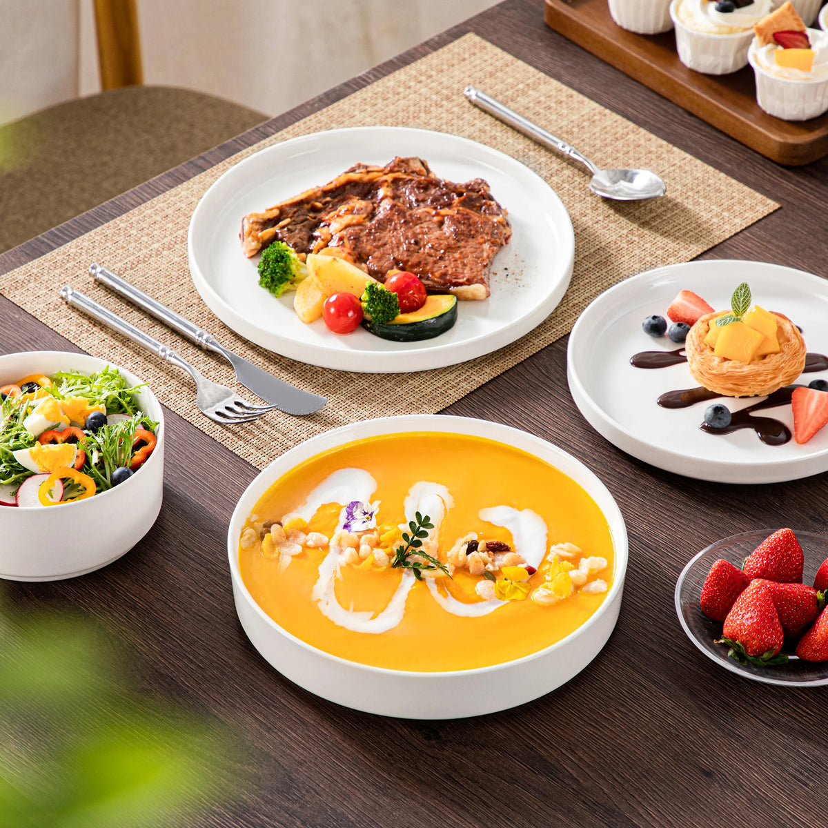 Malacasa Modern Ceramic Dinner Plates And Bowls Set