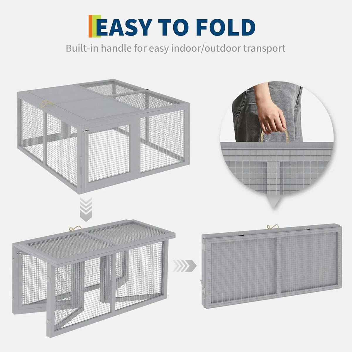 HiMISS Folding Portable Wooden Chicken Coop Run Rabbit Hutch