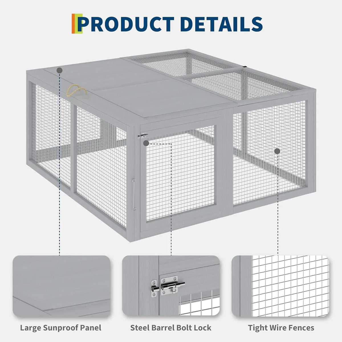 HiMISS Folding Portable Wooden Chicken Coop Run Rabbit Hutch