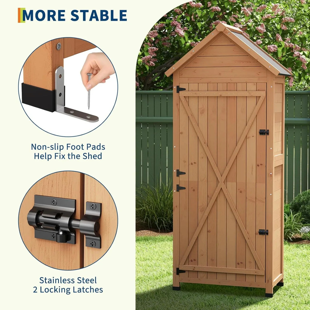 Waterproof Wooden Outdoor Storage Cabinet With Lockable Door
