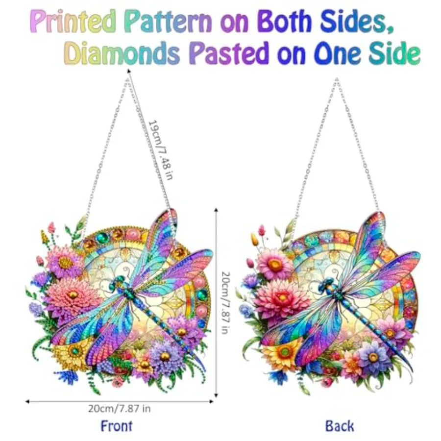 Diamond Painting Flower Pendant Kit With Double Sided Window Ornament
