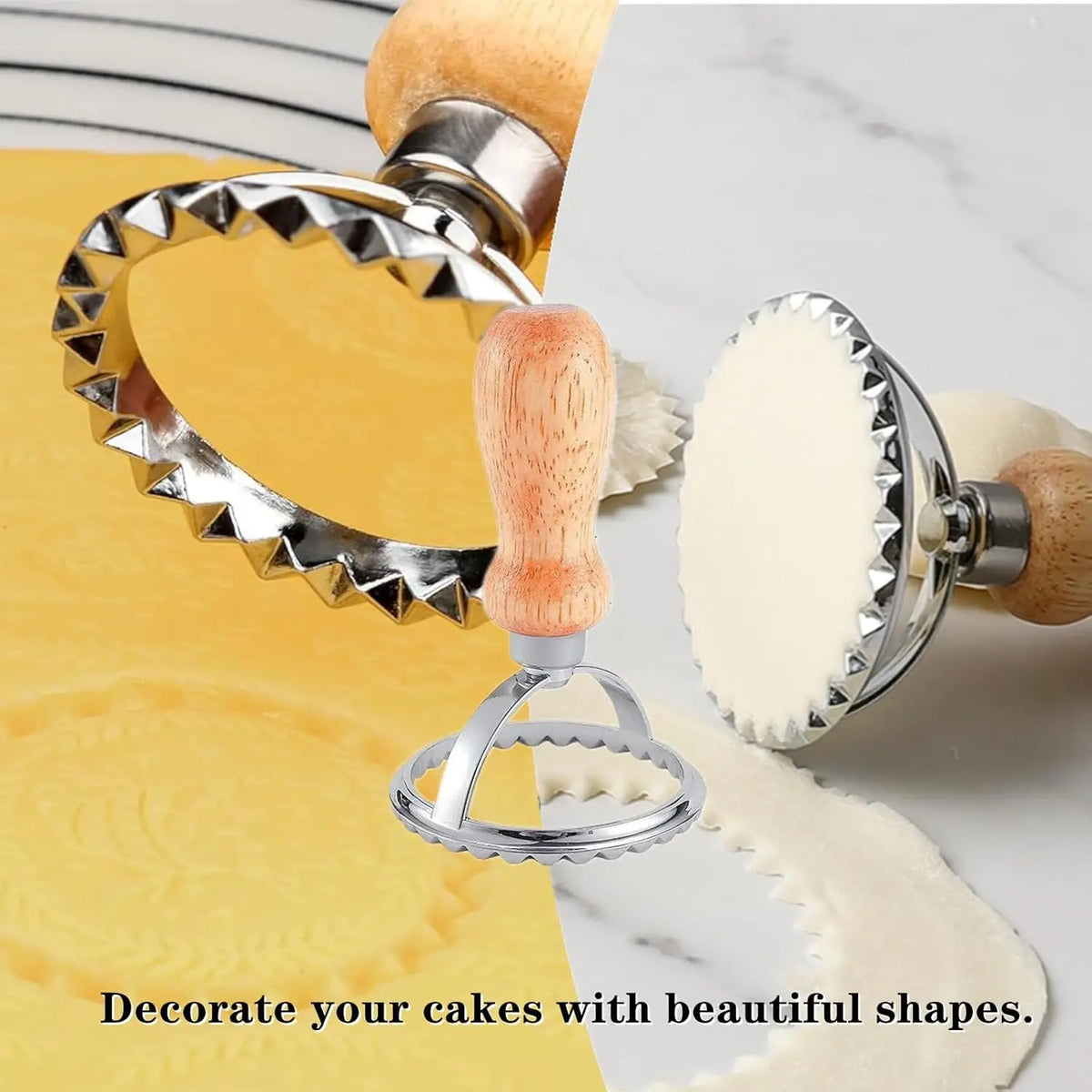 Interchangeable Cookie Cutter Set Featuring Wood And Zinc Alloy Heads