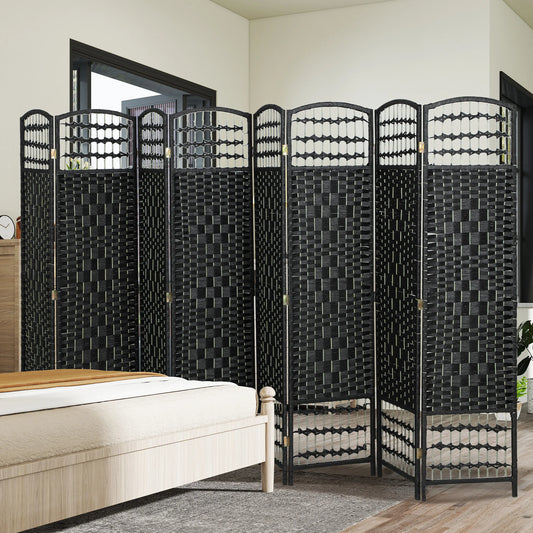 Freestanding Eight Panel Folding Wood Room Divider And Privacy Partition