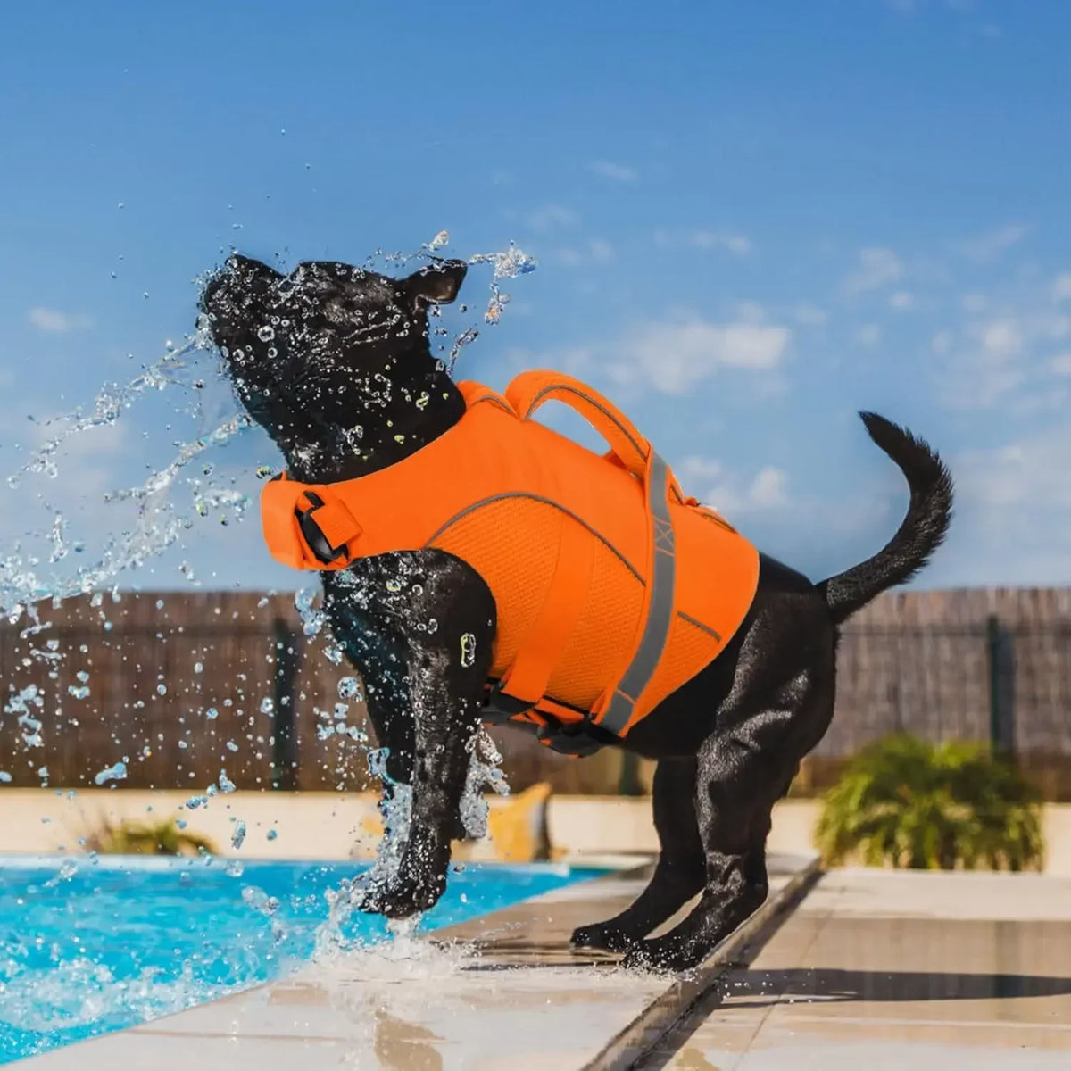 Durable Dog Life Jacket With Safety Handle And Reflective Vest