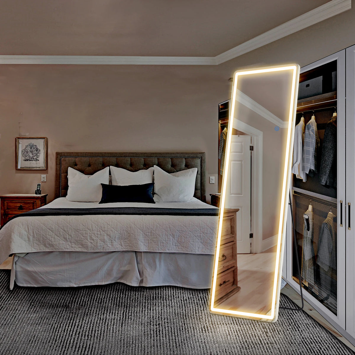 MCQ Modern LED Rectangle Full Length Wall Mount Vanity Mirror