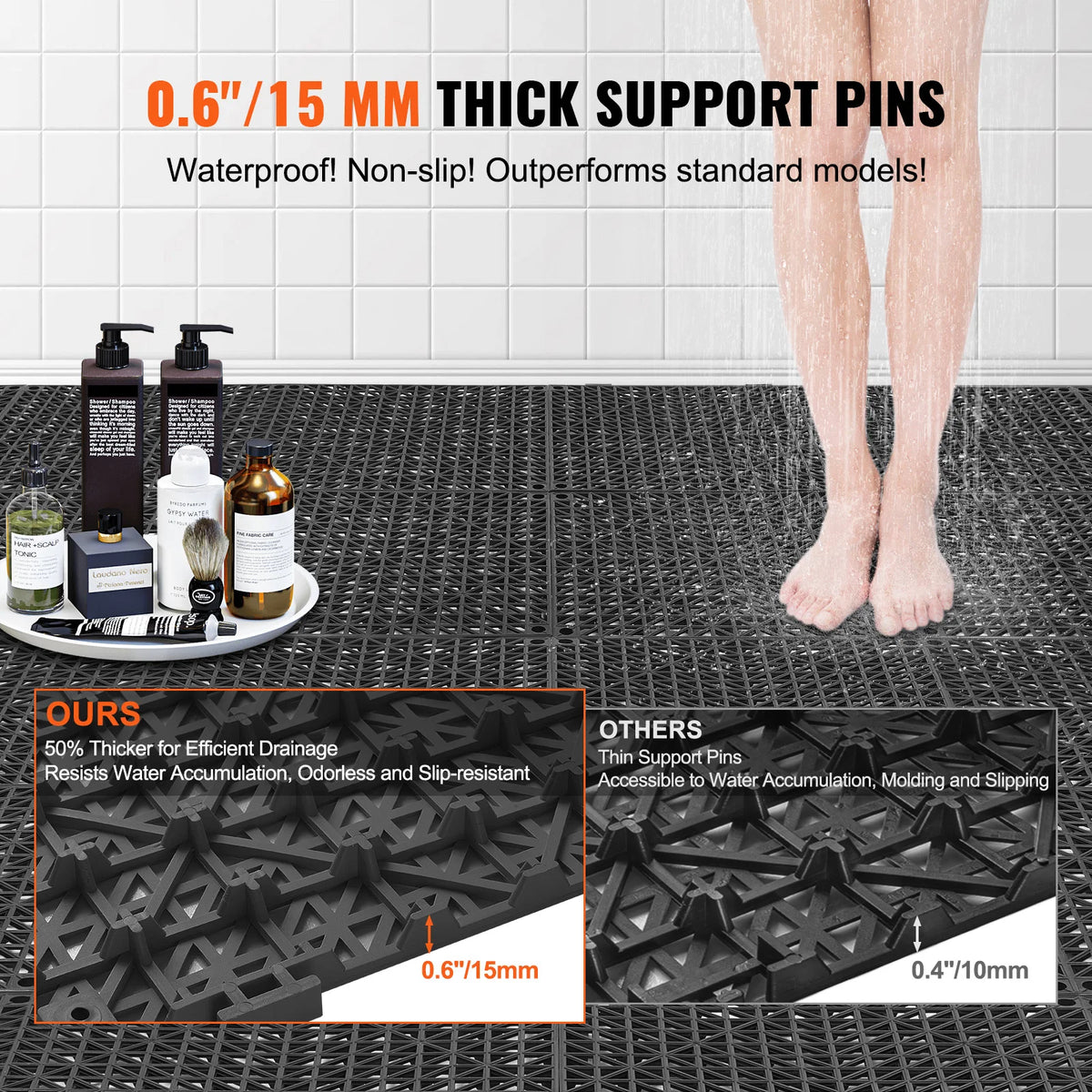SucceBuy Interlocking PVC Drainage Floor Tiles For Bathrooms And Pools