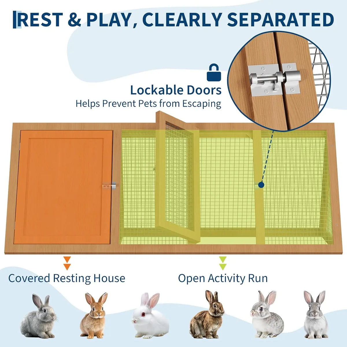 A Frame Wooden Rabbit Hutch Quail Coop Ventilated Mesh