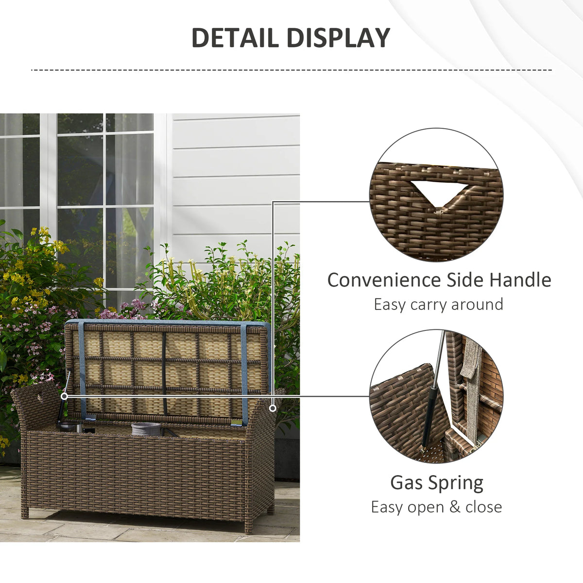 Outsunny Pe Rattan Wicker Storage Bench For Outdoor Patio