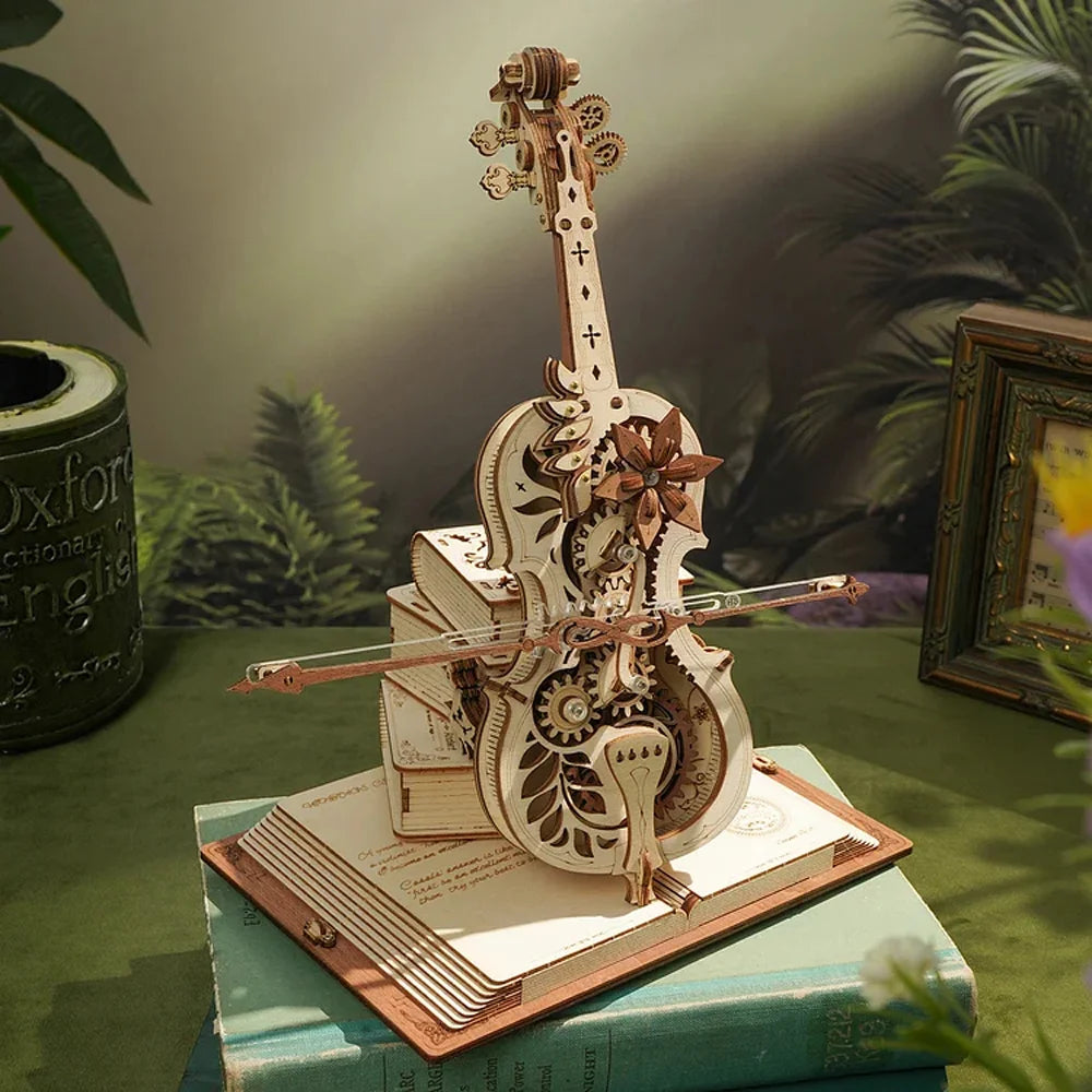 Robotime 3D Wooden Puzzle Mechanical Cello Music Craft Toy