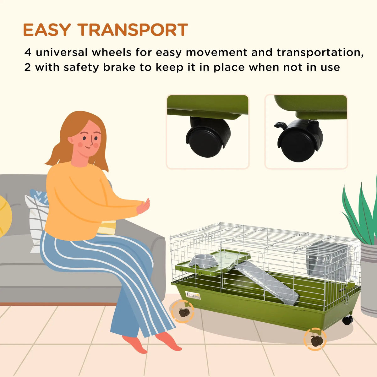 Rolling Small Animal Cage With Ramp And Platform For Pets