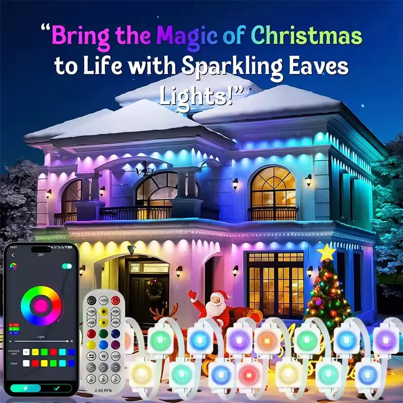 Smart App Remote RGB LED Eave String Lights IP67 Waterproof