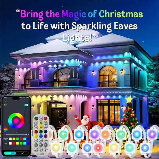 Smart App Remote RGB LED Eave String Lights IP67 Waterproof