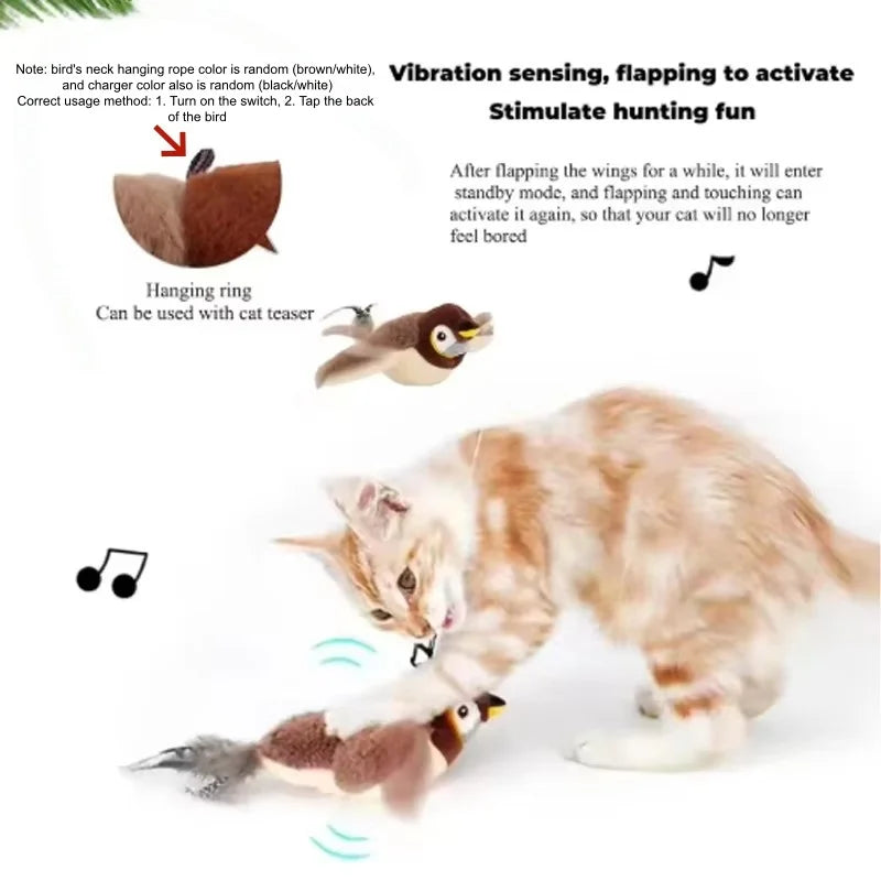 Interactive Rechargeable Chirping Flapping Plush Bird Toy