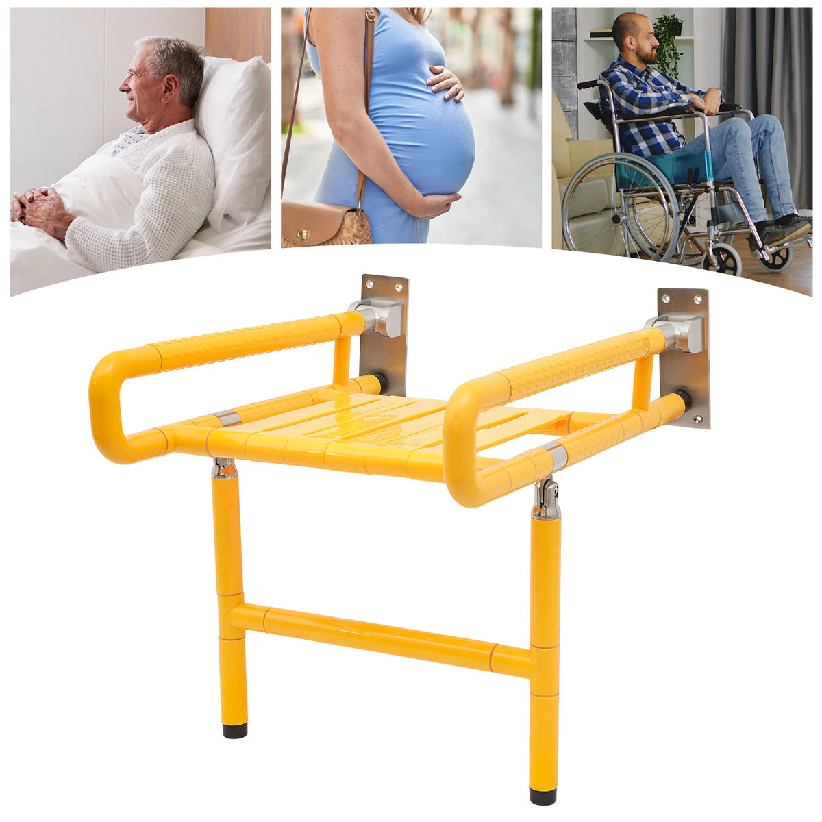Modern Wall Mounted Folding Shower Seat With Stainless Frame