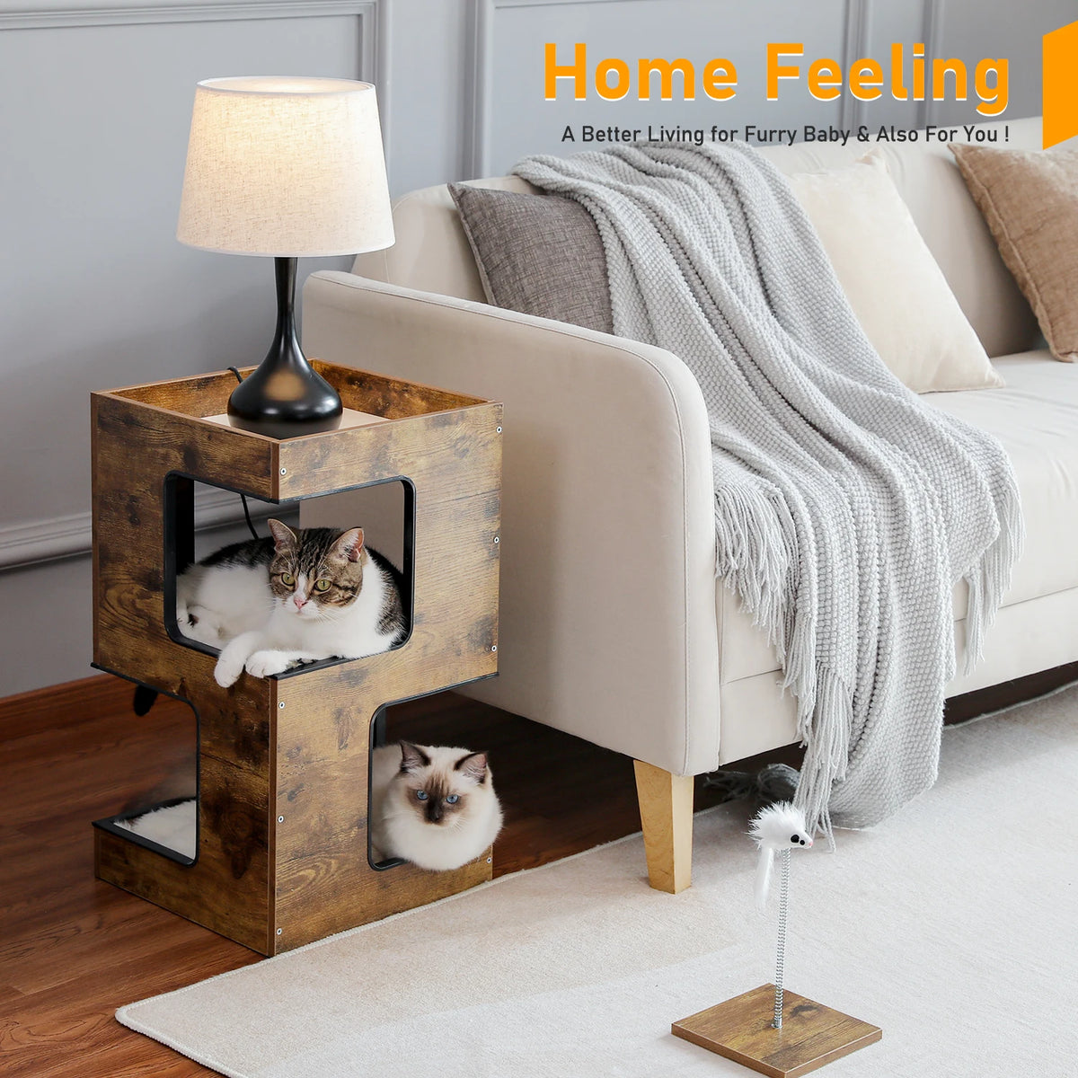 PAWZ Road Wood Cat Condo With Integrated Scratching Pad