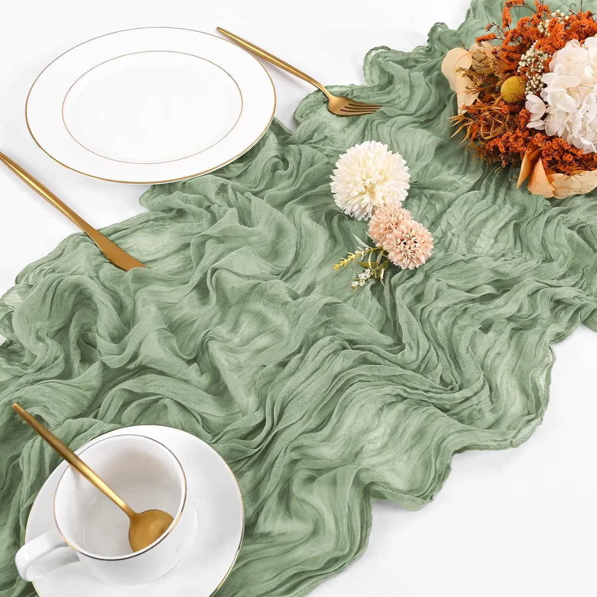 Cheese Cloth Gauze Table Runner For Wedding Reception Decor