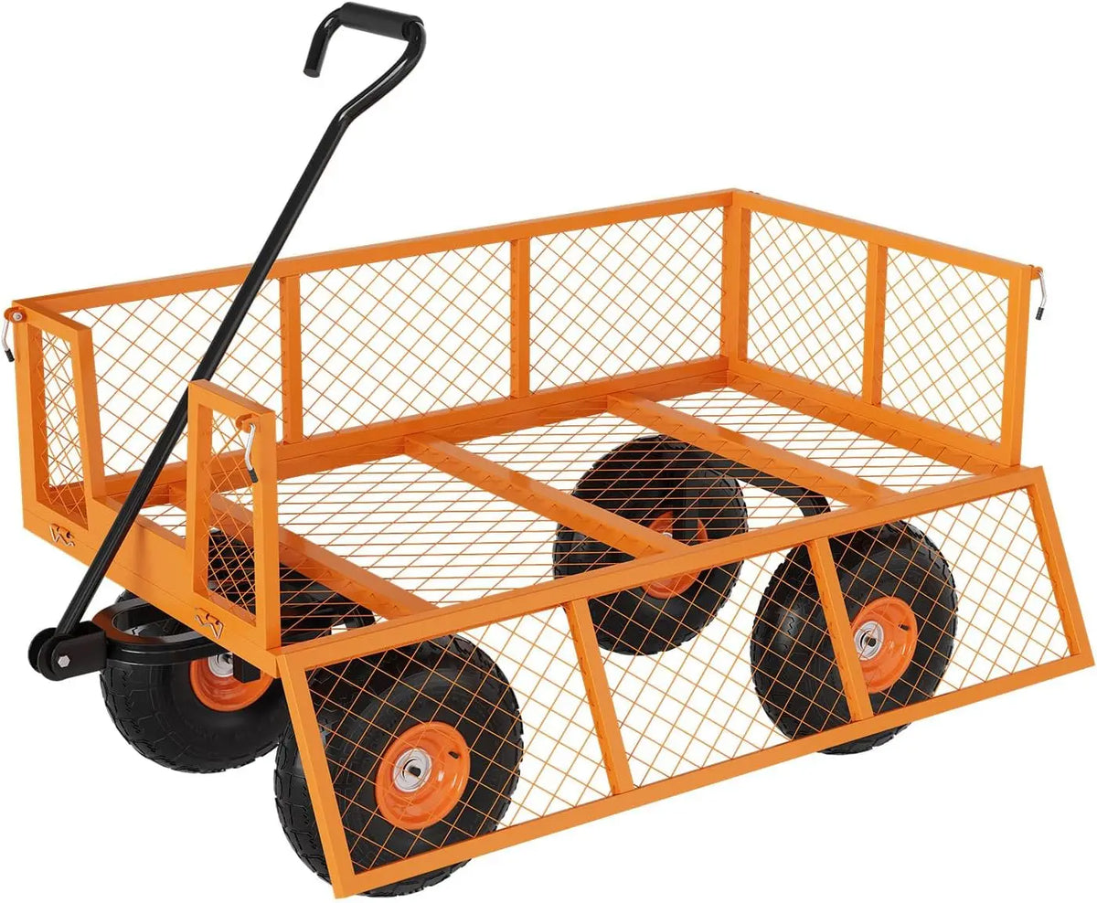 Tacleekii Heavy Duty Steel Garden Cart With Durable Mesh Tray