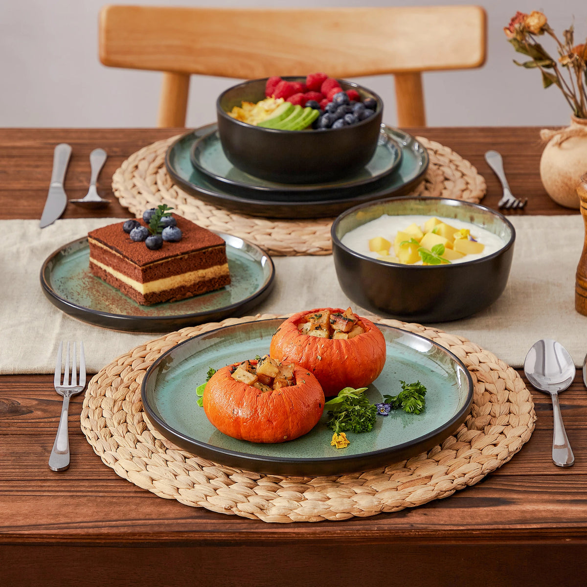 Malacasa Ceramic Stoneware Dinnerware Set With Glazed Finish