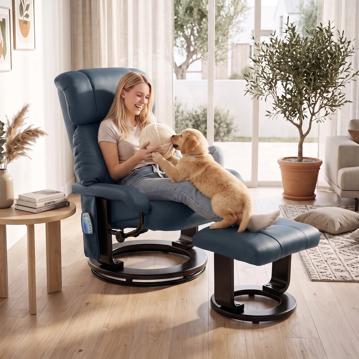 HOMCOM Massage Recliner Chair With Ottoman And 10 Point Vibration