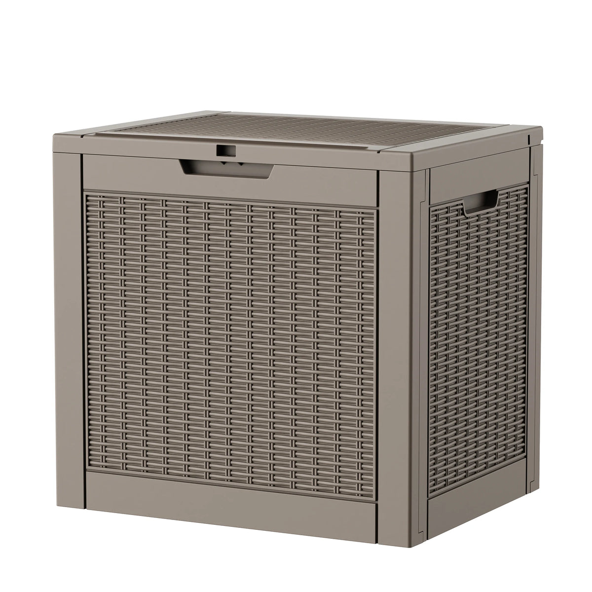 Textured Rattan Resin Outdoor Storage Deck Box Weatherproof Lockable Patio