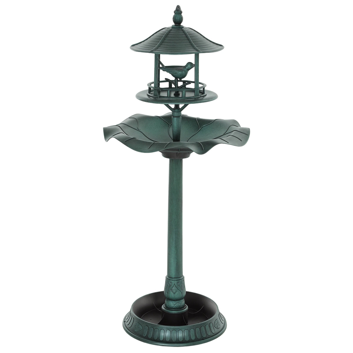 Outsunny Resin Outdoor Pedestal Bird Bath With Integrated Feeder Planter