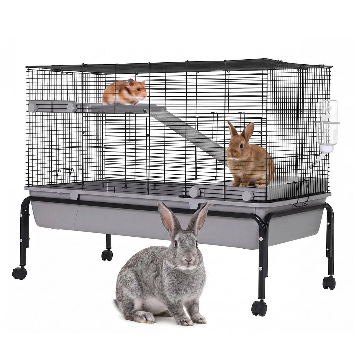 HiMiss Multi Level Small Pet Cage With Detachable Rolling Stand