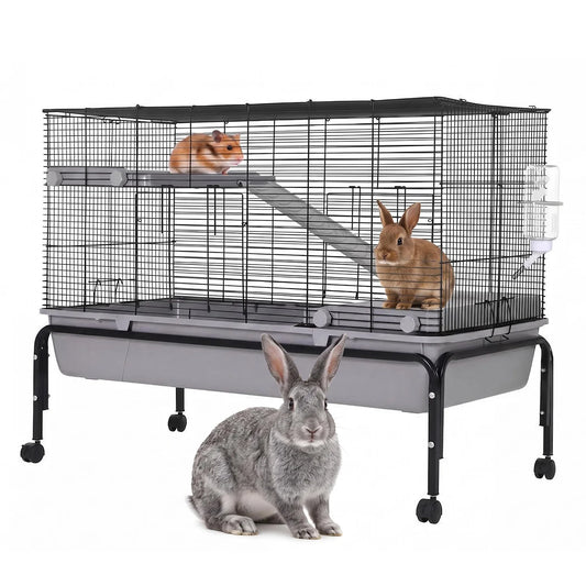 HiMiss Multi Level Small Pet Cage With Detachable Rolling Stand