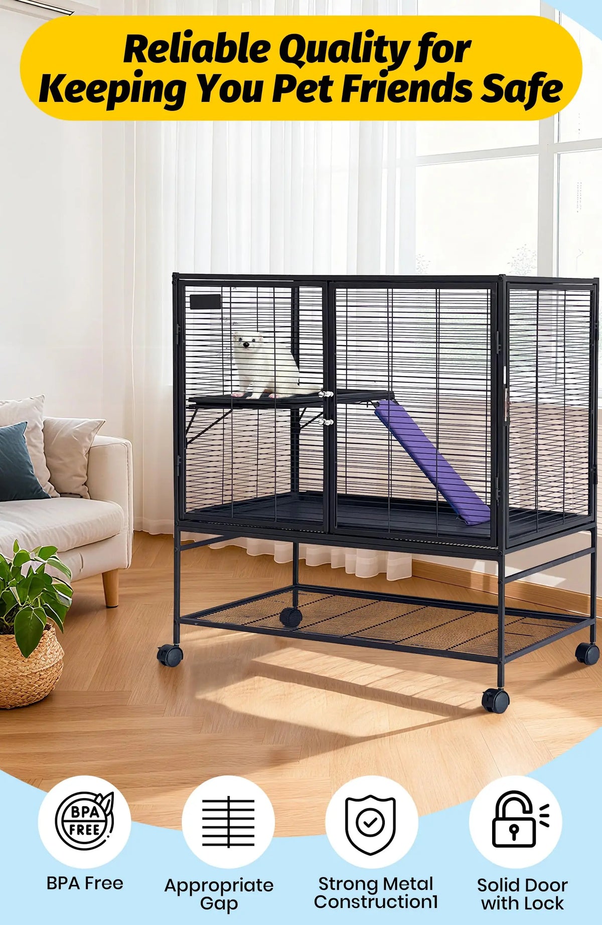 HiMISS Multi Level Small Animal Cage With Removable Ramp