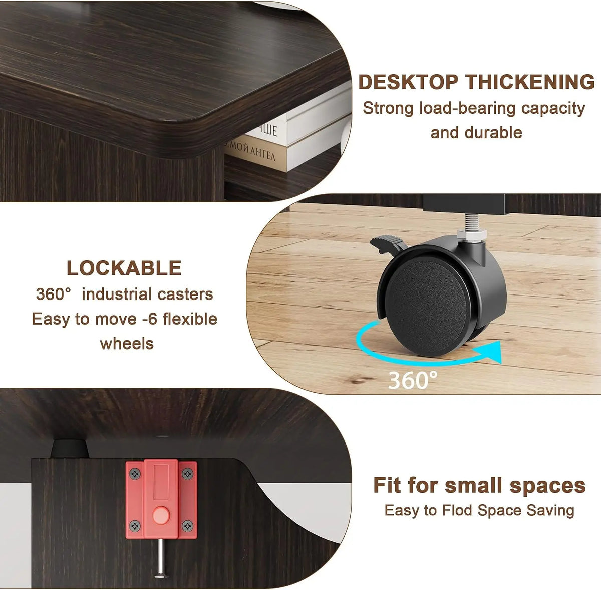 Garvee Extendable Drop Leaf Wooden Dining Table With Rolling Storage