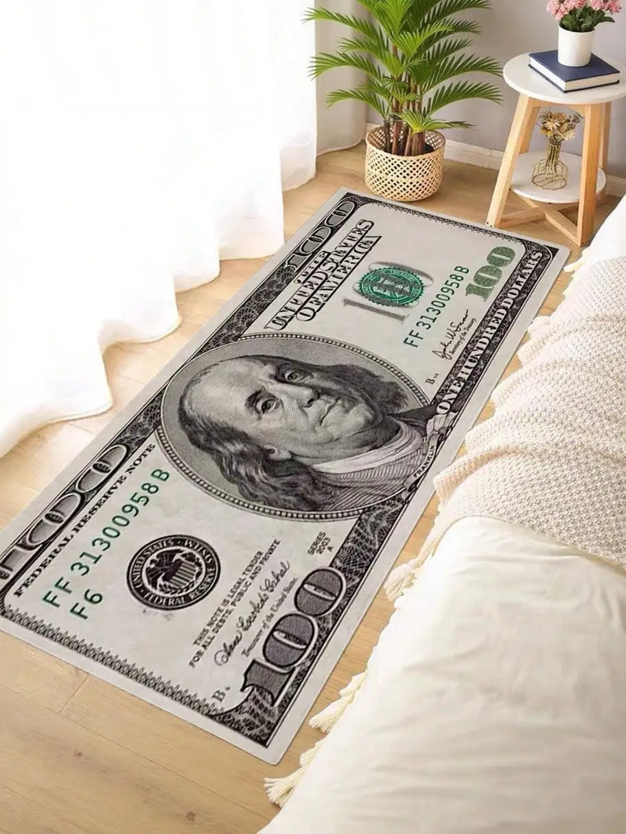 Modern Creative Portrait Dollar Bill Nylon Area Rug Indoor