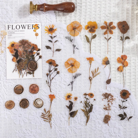 Vintage Dried Flower Specimen Stickers For Scrapbooking And Journaling