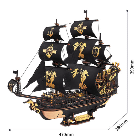 Robotime Rokr Seahouse Barque 3D Wooden Puzzle Model Kit