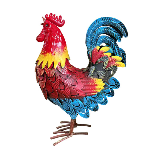 Wrought Iron Rooster Garden Statue For Farmhouse Lawn And Patio
